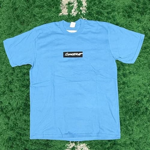 Supreme Script Box Logo T-Shirt Light Blue