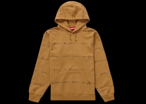 Supreme Script Stripe Hooded Sweatshirt Dark Mustard
