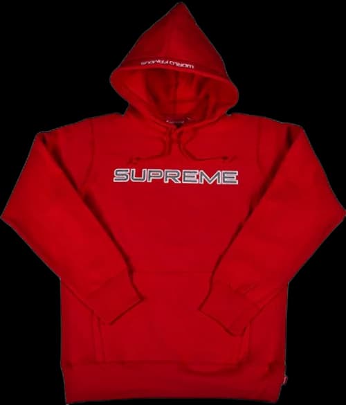 Supreme Sequin Logo Hooded Sweatshirt Red