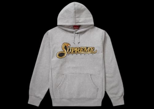 Supreme Sequin Viper Hooded Sweatshirt Heather Grey