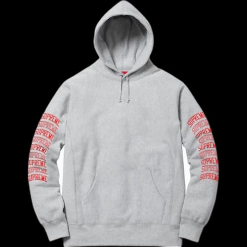 Supreme Sleeve Arc Hooded Sweatshirt Heather Grey