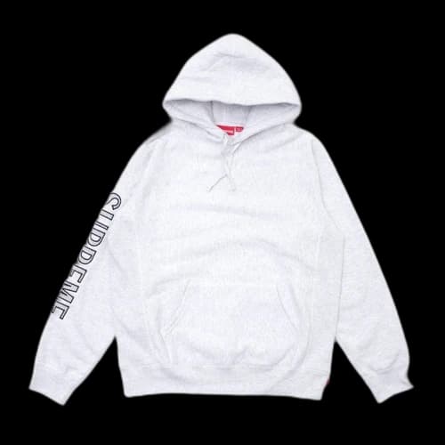 Supreme Sleeve Embroidery Hooded Sweatshirt Ash Grey