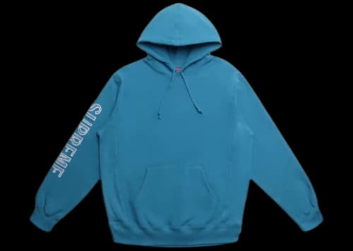 Supreme Sleeve Embroidery Hooded Sweatshirt Dark Aqua