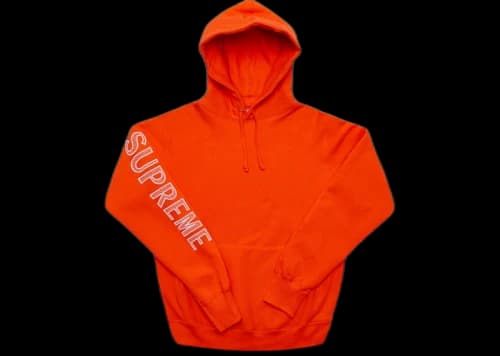 Supreme Sleeve Embroidery Hooded Sweatshirt Dark Orange