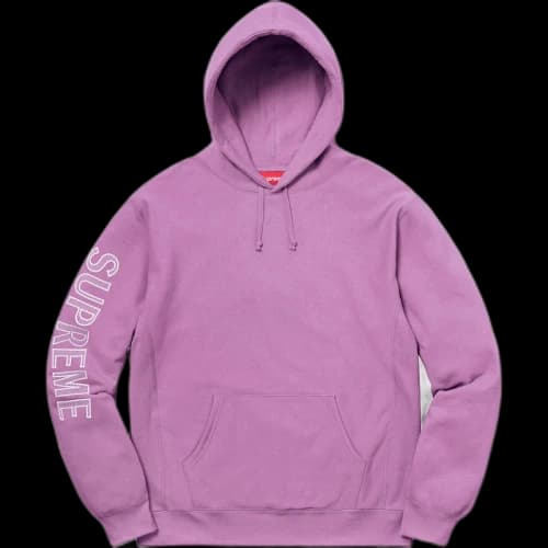 Supreme Sleeve Embroidery Hooded Sweatshirt Violet