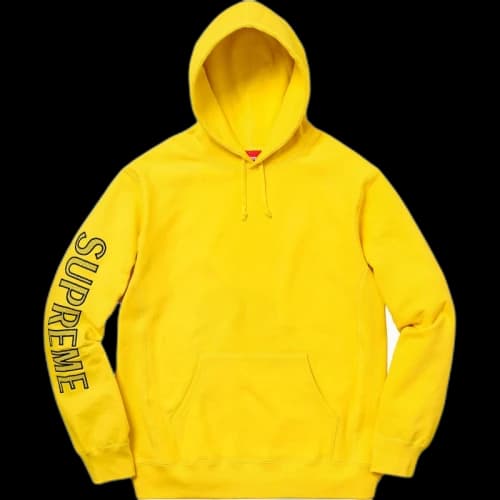 Supreme Sleeve Embroidery Hooded Sweatshirt Yellow