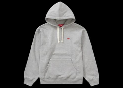 Supreme Small Box Drawcord Hooded Sweatshirt Heather Grey