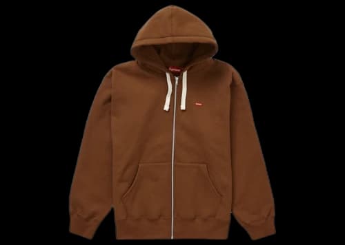 Supreme Small Box Drawcord Zip Up Hooded Sweatshirt Brown