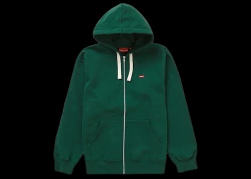 Supreme Small Box Drawcord Zip Up Hooded Sweatshirt Dark Green