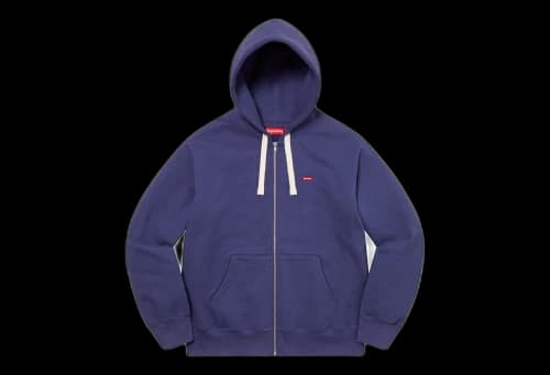 Supreme Small Box Drawcord Zip Up Hooded Sweatshirt Navy (FW22)