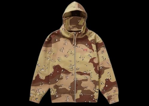 Supreme Small Box Facemask Zip Up Hooded Sweatshirt Chocolate Chip Camo