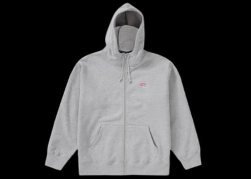 Supreme Small Box Facemask Zip Up Hooded Sweatshirt Heather Grey