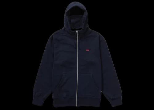 Supreme Small Box Facemask Zip Up Hooded Sweatshirt Navy