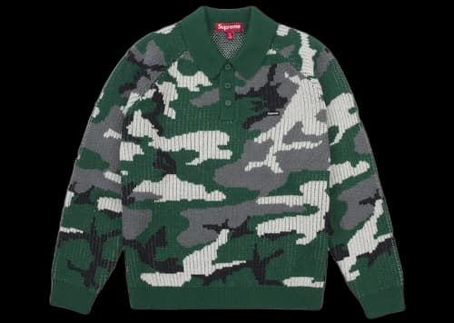 Supreme Small Box Polo Sweater (FW25) Green Camo