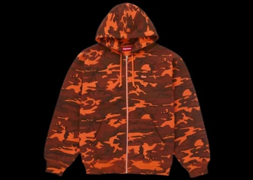 Supreme Small Box Zip Up Hooded Sweatshirt (SS25) Bright Orange Camo