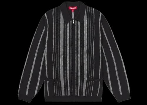 Supreme Speckle Stripe Zip Up Cardigan Black