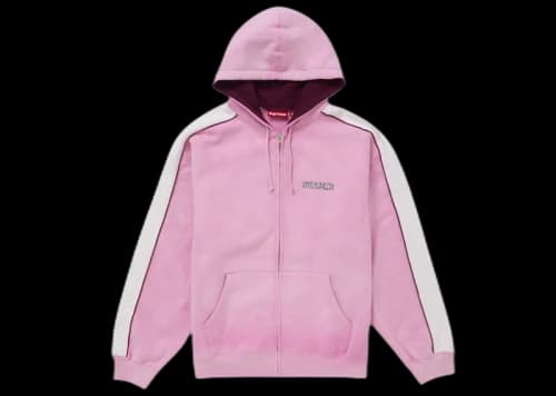 Supreme State Zip Up Hooded Sweatshirt Pink