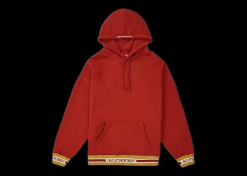 Supreme Striped Rib Hooded Sweatshirt Rust
