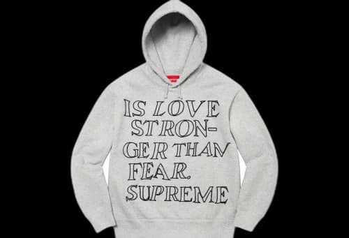 Supreme Stronger Than Fear Hooded Sweatshirt Heather Grey (SS23)