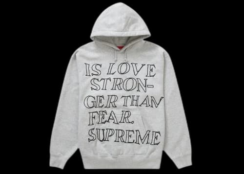 Supreme Stronger Than Fear Hooded Sweatshirt Heather Grey