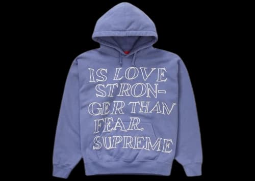 Supreme Stronger Than Fear Hooded Sweatshirt Light Purple