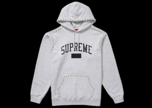 Supreme Studded Hooded Sweatshirt (FW18) Ash Grey