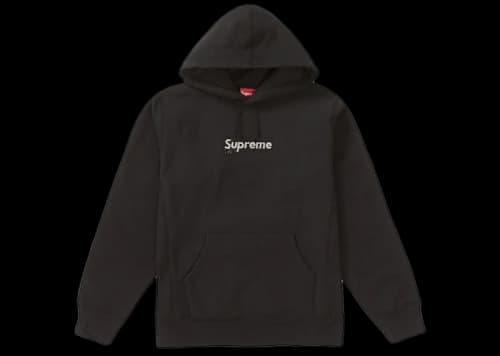 Supreme Swarovski Box Logo Hooded Sweatshirt Black