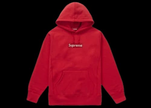 Supreme Swarovski Box Logo Hooded Sweatshirt Red
