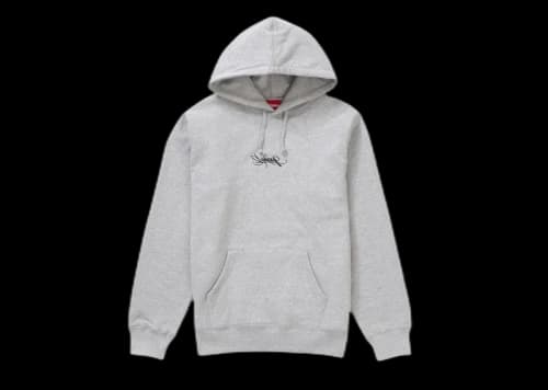 Supreme Tag Logo Hooded Sweatshirt Heather Grey