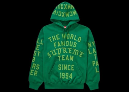Supreme Team Flocked Hooded Sweatshirt Green