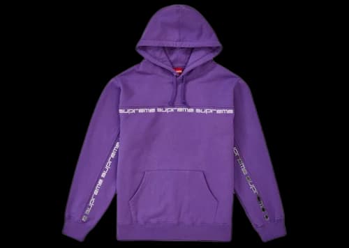 Supreme Text Stripe Hooded Sweatshirt Violet