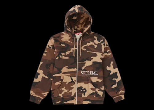 Supreme Thermal Zip Up Hooded Sweatshirt Brown Camo