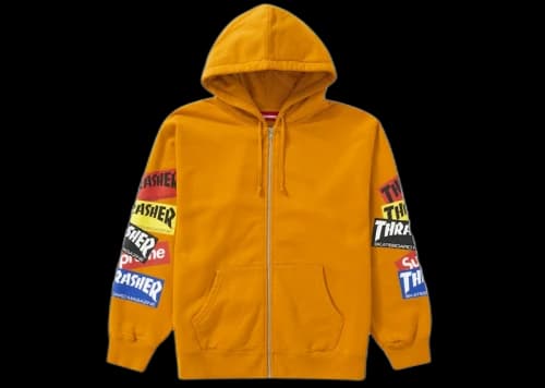 Supreme Thrasher Multi Logo Zip Up Hooded Sweatshirt Gold