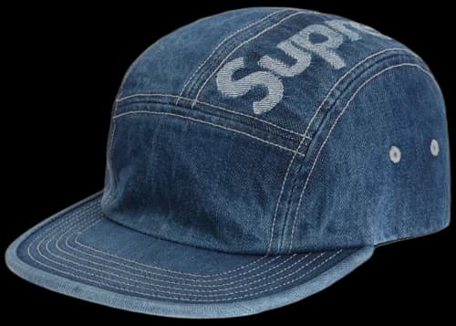 Supreme Top Logo Denim Camp Cap Blue