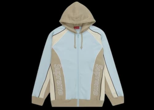 Supreme Track Paneled Zip Up Hooded Sweatshirt Pale Blue