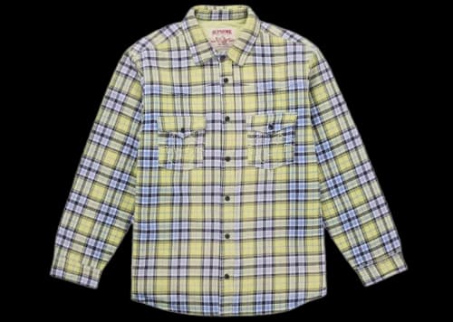 Supreme True Religion Quilted Lined Plaid Flannel Shirt Yellow