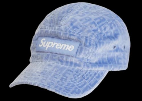 Supreme Velvet Pattern Camp Cap Light Blue