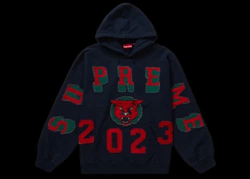 Supreme Washed Panther Hooded Sweatshirt Navy