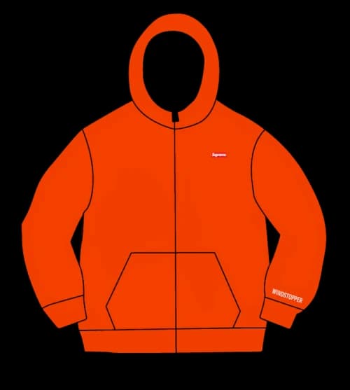 Supreme WINDSTOPPER Zip Up Hooded Sweatshirt Orange