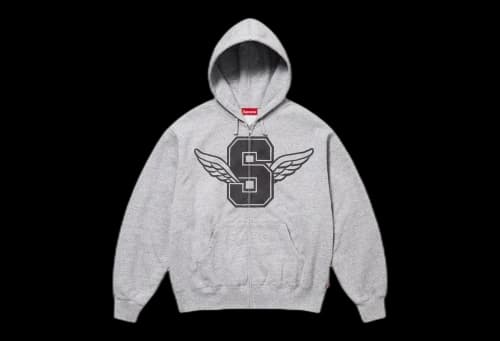 Supreme Wing Zip Up Hooded Sweatshirt 'Heather Grey' (SS25)