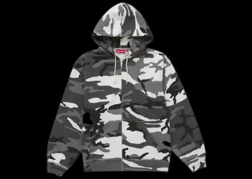 Supreme Work Zip Up Hooded Sweatshirt Snow Camo
