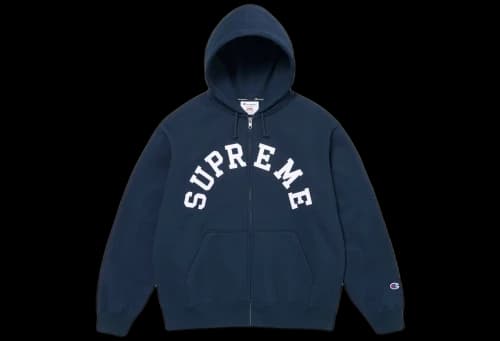 Supreme x Champion Zip Up Hooded Sweatshirt Navy (SS24)
