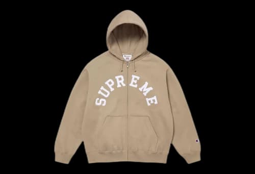 Supreme x Champion Zip Up Hooded Sweatshirt Tan (SS24)