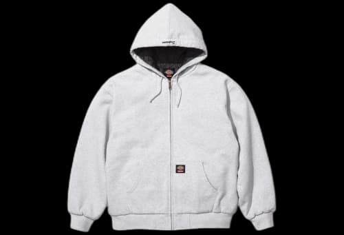 Supreme x Dickies Quilted Lined Zip Up Hooded Sweatshirt 'Ash Grey' (FW24)