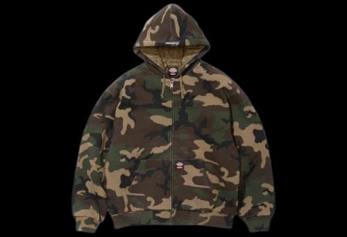 Supreme x Dickies Quilted Lined Zip Up Hooded Sweatshirt 'Camo' (FW25)