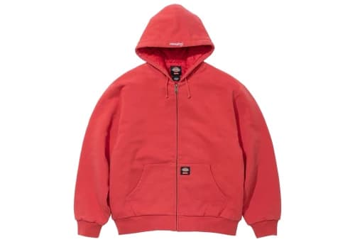 Supreme x Dickies Quilted Lined Zip Up Hooded Sweatshirt 'Red' (FW25)