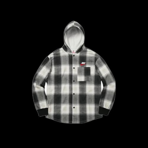 Supreme x Nike Plaid Hooded Sweatshirt Black (FW18)