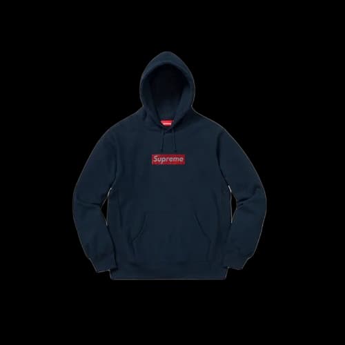 Supreme x Swarovski Box Logo 25th Anniversary Hooded Sweatshirt Navy (SS19)