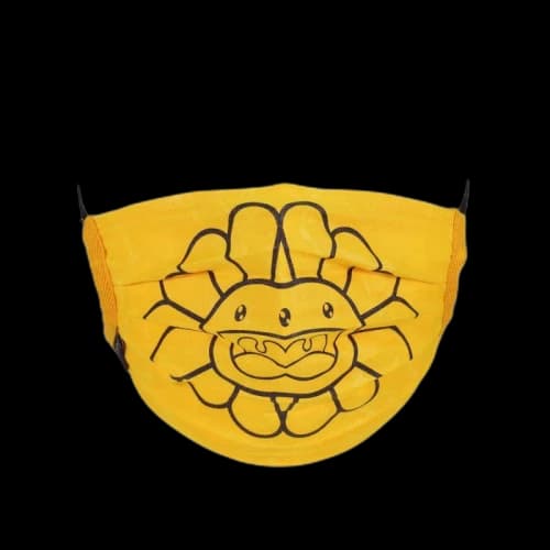 Takashi Murakami Doubleface Flower Face Mask Bright Yellow/Black