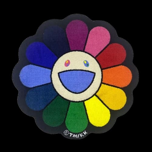 Takashi Murakami Flower Floor Mat Rug Rainbow/Ecru Beige